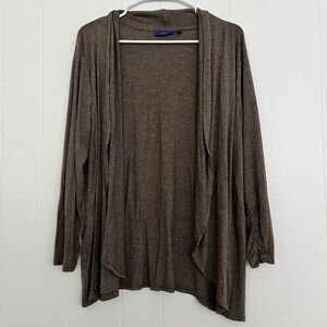 APT 9 Open Front Minimalist Cardigan Sweater Brown Stretch Casual Women's L